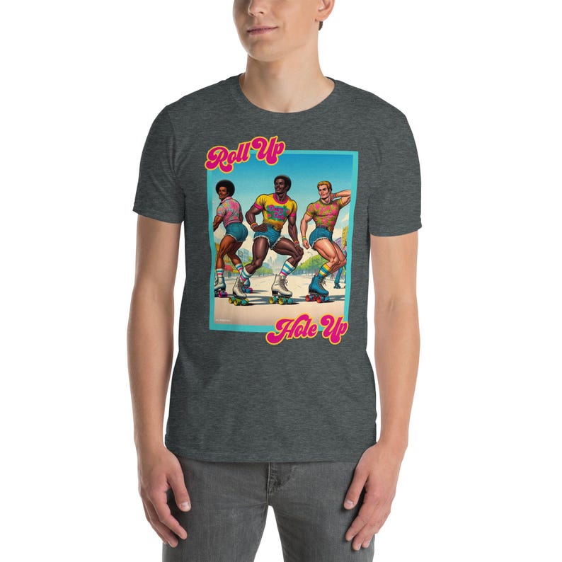 Retro Roller Disco Tee – “Roll Up, Hole Up” | Gay Vintage Skater Aesthetic