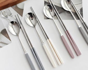 Pastel Colors Korean Chopsticks and Spoon