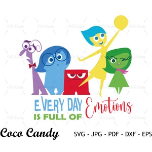 Każdy dzień jest pełen emocji Svg | Inside Out Svg | Quote SVG | Tshirt Design Svg | Pliki do cięcia dla Cricut | Plik do cięcia sylwetki