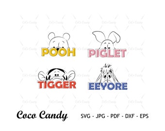 Winnie the Pooh Peek-A-Boo SVG Bundle | Eeyore Tigger Piglet Svg | Funny Quote Svg | Tshirt Design Svg | Cut Files For Cricut