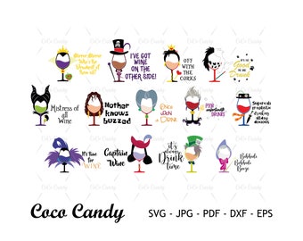 Villain Wine Glass SVG Bundle | Villain Svg | Glasss Svg | Funny Quote Svg | Tshirt Design Svg | Cut files For Cricut