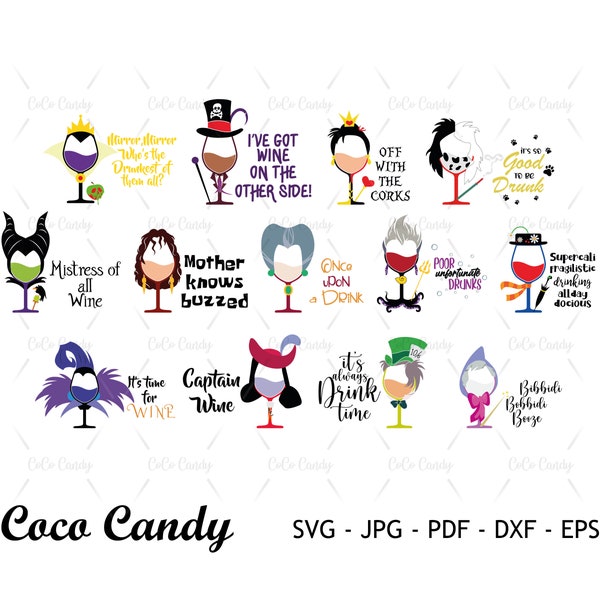 Villain Wine Glass SVG Bundle | Villain Svg | Glasss Svg | Funny Quote Svg | Tshirt Design Svg | Cut files For Cricut