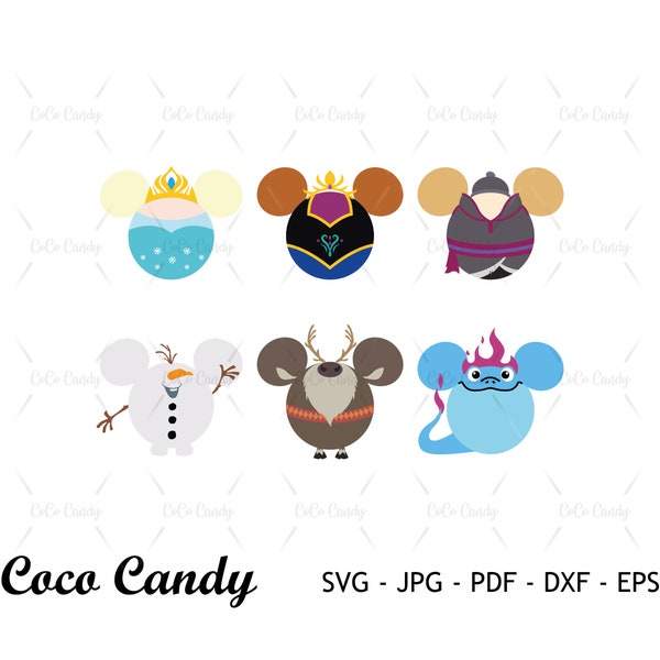 Frozen Bundle Svg | Villain SVG | Mouse Ear SVG | Princess Svg | Reindeer Svg | Kristoff Svg | Cut File For Cricut SVG | Silhouett