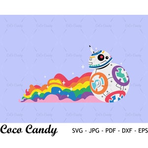 Rainbow Star Wars Svg / Stars Wars BB8 Svg / Orgullo Svg / Cita divertida Svg / Diseño de camiseta Svg / Cortar archivo para Cricut SVG