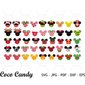 SVG-bundel met kerstmuizenhoofdjes: Kerstornament snijbestand (digitale download)
