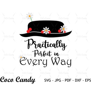 Praktisch perfect voor alledaagse SVG | Mary Poppins-SVG | Citeer SVG | T-shirt ontwerp SVG | Bestanden knippen voor Cricut