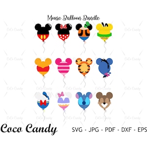 Globo de ratón SVG / Daisy Cita SVG / Globo Svg / Winnie Svg / Eeyore Svg/ Belleza Svg /Silhouette Cut File / Cortar archivo para Cricut SVG