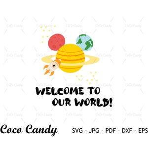 Welkom in onze wereld SVG | Muis aarde SVG | Muis Svg | Citaat Svg | Hete luchtballon Svg | Bestanden knippen voor Cricut | Silhouet gesneden bestand