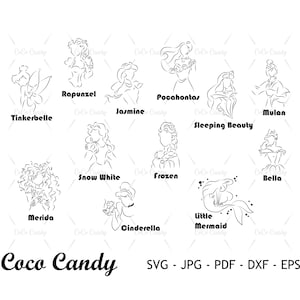 Sketch Princess SVG Bundle: Silhouette Cut File (Digital Download)