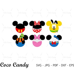 Muis en vrienden SVG | Muis oor SVG | Muis hoofd SVG | Hond SVG | Eend SVG | Vrienden SVG | Bestand knippen voor Cricut SVG | Silhouet gesneden bestand