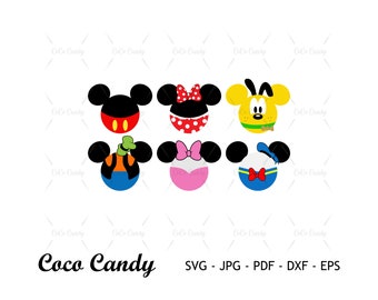 Mouse And Friends SVG | Mouse Ear SVG | Mouse Head Svg | Dog Svg | Duck Svg | Friends Svg | Cut File For Cricut SVG | Silhouette Cut File