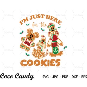 Estou aqui apenas para obter cookies Svg | Biscoito de Natal SVG | Biscoito de Natal do Rato Svg | Rato pão de gengibre SVG | Cortar arquivos para Cricut | Silhueta