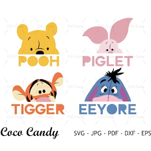 Bear Peek A Boo Quote Bundle Svg / Eeyore Svg / Bear Winnie Svg / Citar Svg / Tigger Svg / Cortar archivos para Cricut / Silhouette Cut File