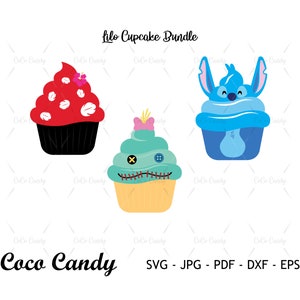 Lilo Stitch Cupcake SVG | Taart SVG | Snack-Svg | Verjaardag Svg | Liefjes Svg | Taart illustraties | Bestand knippen voor Cricut SVG | Silhouet gesneden bestand