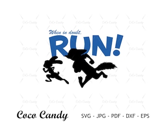 Zootopie Run SVG | Lapin Svg | Renard Svg | Zootopie Run Svg | Citation drôle Svg | Conception de t-shirt Svg | Fichiers de découpe pour Cricut