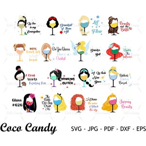 Princess Wine Glass SVG Bundle | Princess Svg | Wine Glass Svg | Funny Quote Svg | Tshirt Design Svg | Cut Files For Cricut