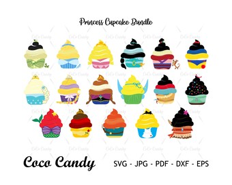 Princess Cupcake SVG Bundle | Birthday Party Cake Svg | Funny Quote Svg | Tshirt Design Svg | Cut Files For Cricut