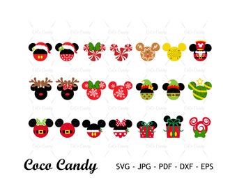 Christmas Mouse Head SVG Bundle: Holiday Ornament Cut File (Digital Download)