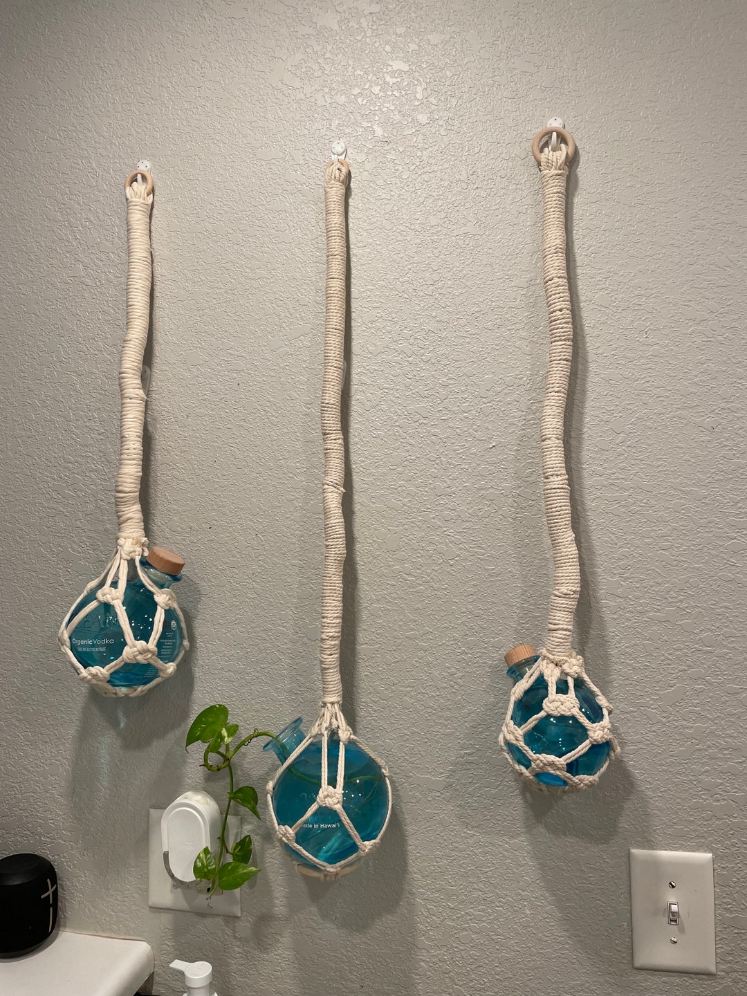 Glass Ball Macrame Hanging Etsy