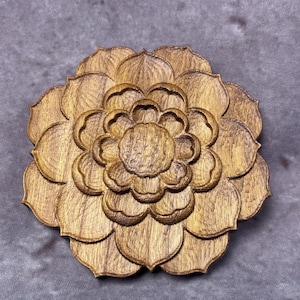 Spiritual Lotus Flower Wood Onlay – Carved Rosette for Furniture, Walls (4"-12") for Spiritual Altars, Meditation Spaces & Boho Decor