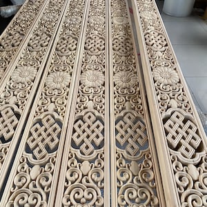 W4" W5" W6" Unpainted Carved Wood Line Molding – Scrolls and Braided Design, Flat Back, Furniture & Ceiling Trim Strips