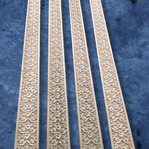 W3.2" to W6.0" Unpainted Carved Wood Line Molding – Auspicious Cloud Design, Flat Back, Furniture & Ceiling Trim Strips