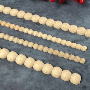 Beaded Bobbin Trim, Semi-Round Solid Wood Molding for Cabinets, Walls & Ceilings (Custom Sizes, Paintable Large Bobbin Moulding)