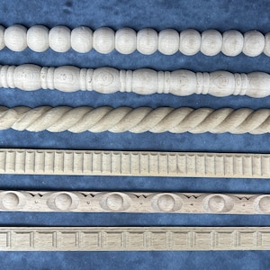 Solid Wood Molding Trims for Cabinets, Walls & Ceilings, Bobbin Beads, Fluted, Rope Mouldings