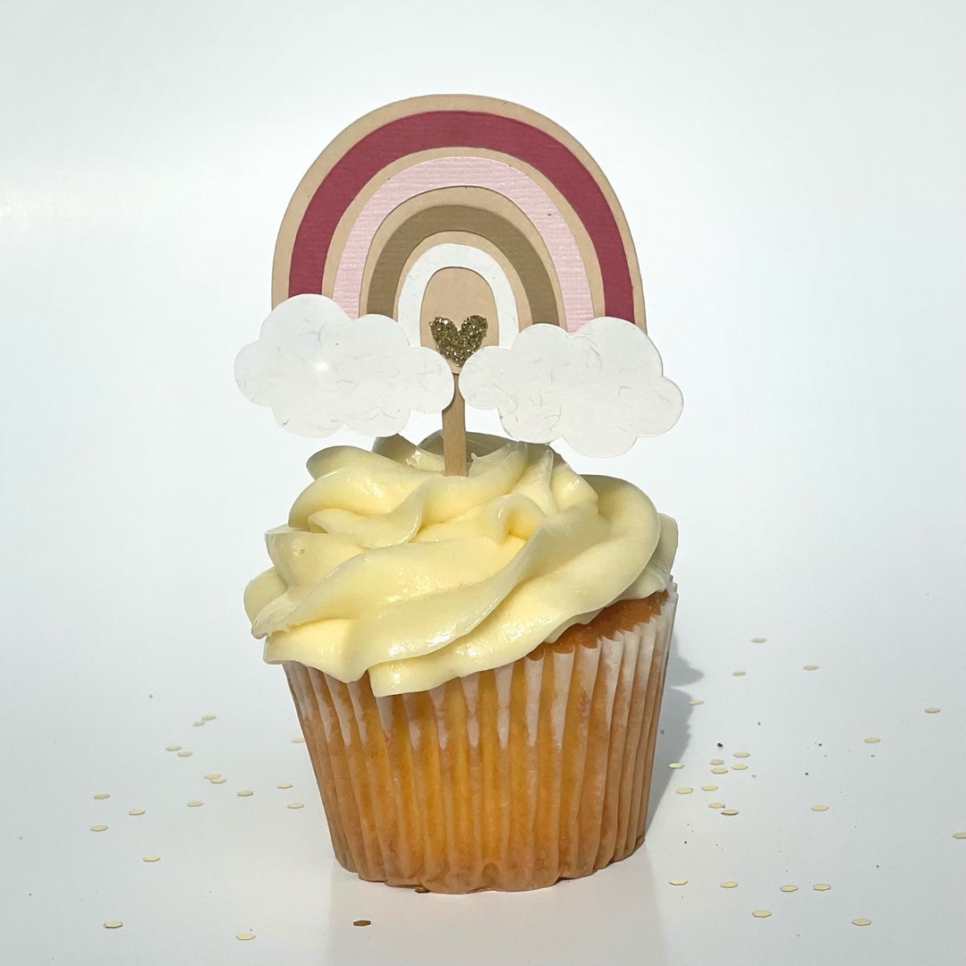 Boho Rainbow Cupcake Topper Baby Shower Cupcake Toppers Baby Etsy