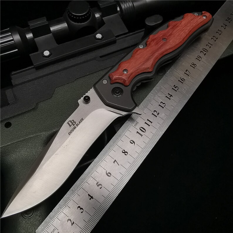 Japanese Curved Blade Folding Pocket Knife Camping Survival Etsy