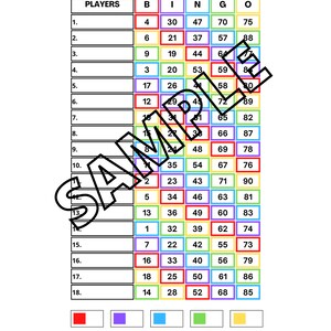 Rainbow Bingo Boards: 90 Ball, 18 Players (printable PDF) - Etsy