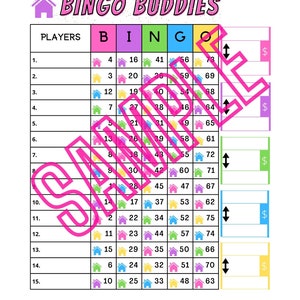 Bingo Freunde Brett (gemischt,gerade,leer), 1-15 Linien, 75 Ball, Bingo Nachbarn, Bingo Tafel, Bingo Seiten, 3 PDF DATEIEN 8,5 x 11 Zoll