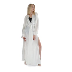 White Turkish Cotton Kimono Robe: Lace Detail Swimsuit Cover Up