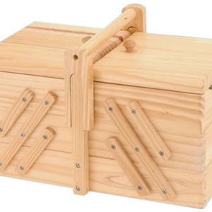 Holz Nähkästchen ausklappbar - Nähkasten Nähkiste Nähkorb Näh Box Aufbewahrung