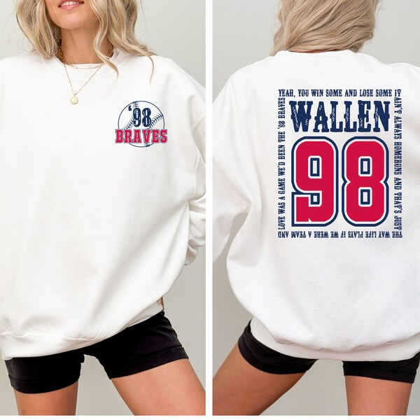 Wallen CrewNeck sweatshirt ,braves 98 shirt, Wallen 98 braves shirt ,Wallen country music shirt,