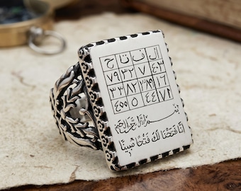 Handcrafted Men's Silver Signet Ring, Islamic Talisman for Wealth and Success