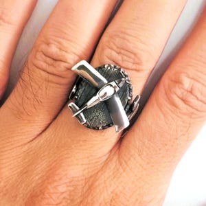 Einzigartige Handgemachte Flugzeug Luftfahrt Design Silber Ring