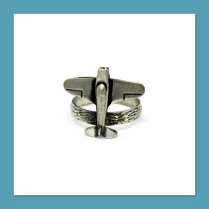Handmade Airplane Aviation Design Silver Ring