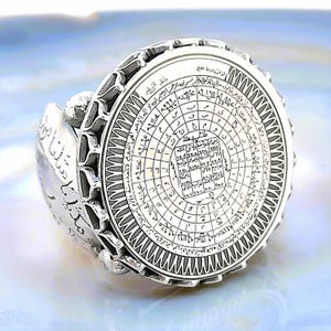 Mächtige 4 Islamische Talismane Gravierte Sterling Silber Ring