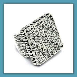 Handmade 3 Strong Islamic Talisman Engraved Sterling Silver Ring