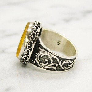 Handgravierter Zulfiqar Sword Achat Ring, 925 Sterling Silber Herren Siegelring Bild 8