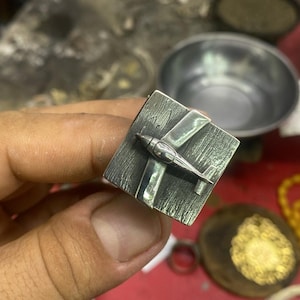 Unique Handmade Airplane Aviation Design Silver Ring