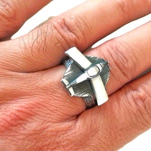 Unique Handmade Airplane Aviation Design Silver Ring
