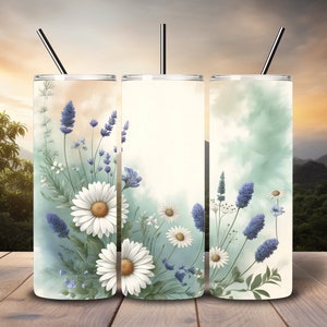 Lavender Chamomile 20oz skinny Tumbler wrap, Straight and Tapered Wrap, Sublimation Tumbler design, PNG digital download only
