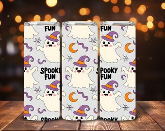 Vaso de Halloween, fantasma, lindo diseño de Halloween, envoltorio delgado para vaso de 20 oz, diseño de sublimación recta, solo descarga digital PNG