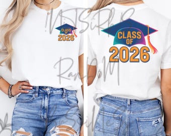 Colorful Class Of 2026 Senior 2026 Graduation Cap PNG Graduate 2026 Graduation PNG Instant Digital Download