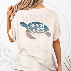 Beach Vibes Sea Turtle Silhouette Design, PNG digital download only, transparent background w/o watermark