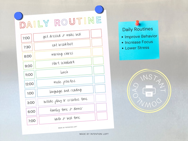 Daily Routine Printable-routine Chart for Kids-homeschool Planner ...