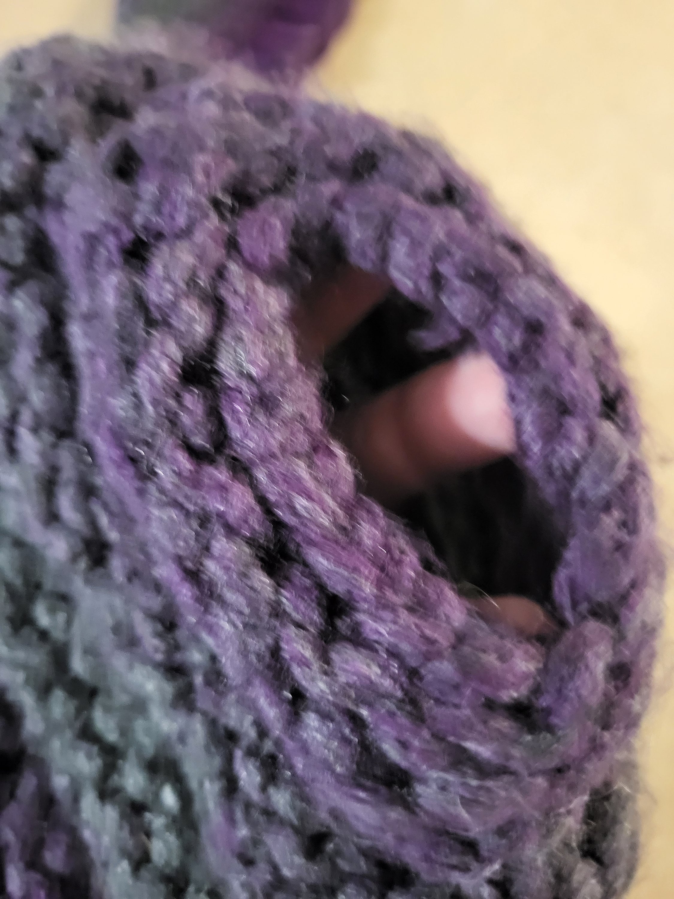 Basket Weave Ponytail Beanie - Gray & Purple Glissade Ponytail Beanie main image 2