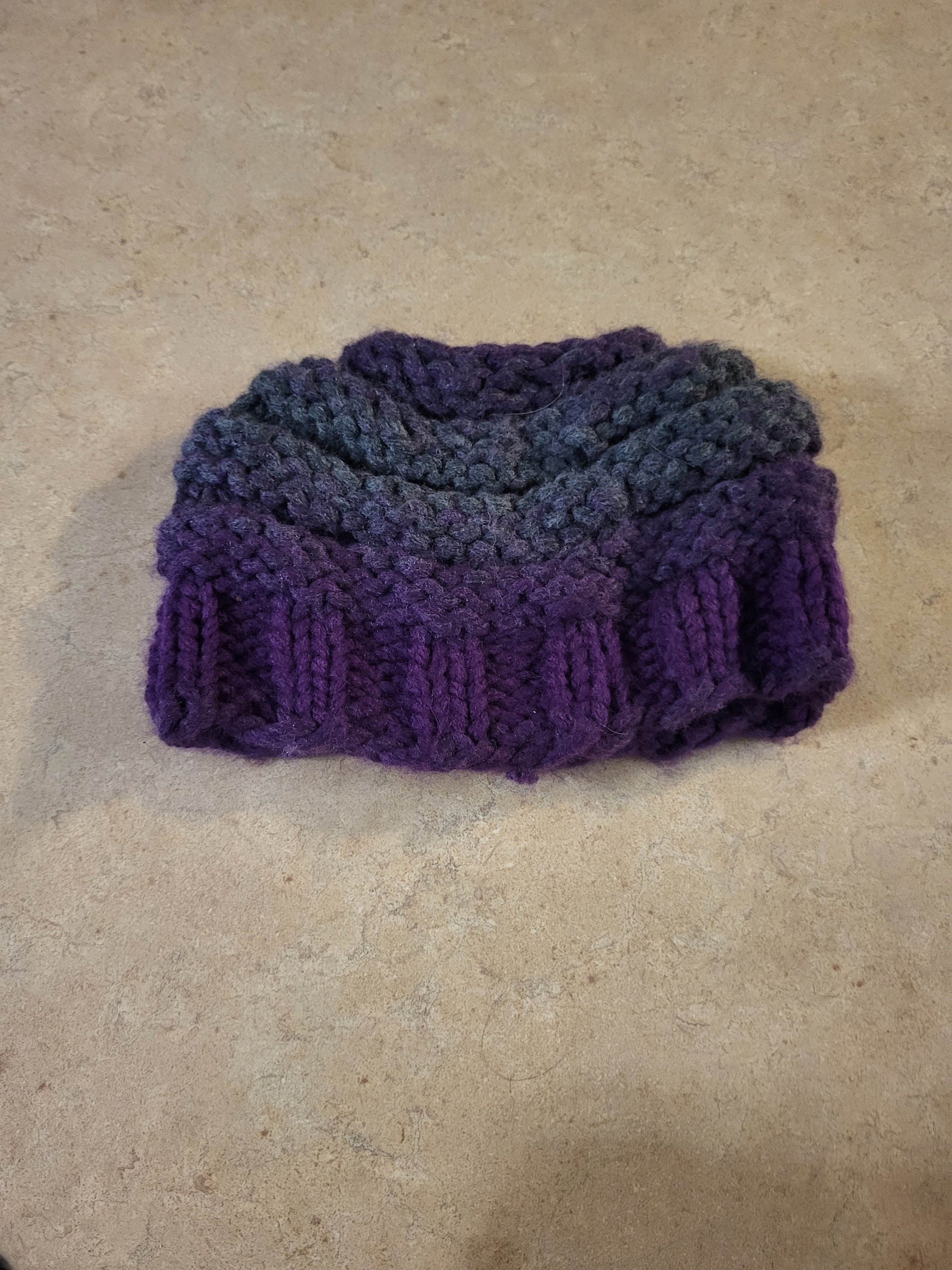 Basket Weave Ponytail Beanie - Gray & Purple Glissade Ponytail Beanie main image 4